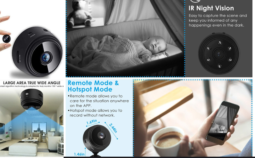 Mini WiFi 2MP IP Wireless Hidden Spy Camera Small Size Cloud Based Storage Night Vision Motion Detection