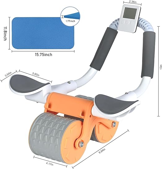 Unisex Abs Roller with Automatic Rebound, Elbow Support, and Timer (Ver-2.0)