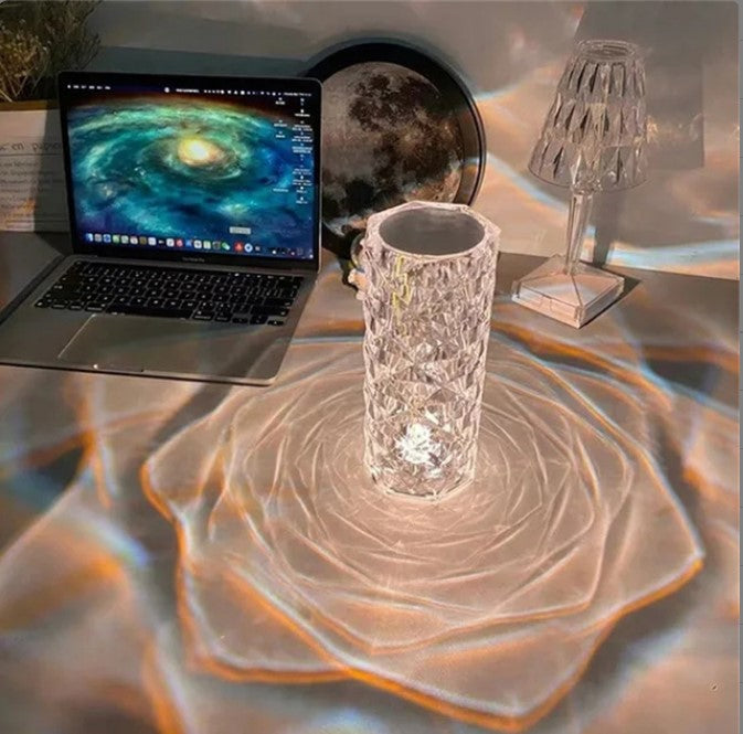 Indoor Luxury Rose Bloom Recharge USB Multi Color RGB Decoration Crystal Decor Led Room Night Light