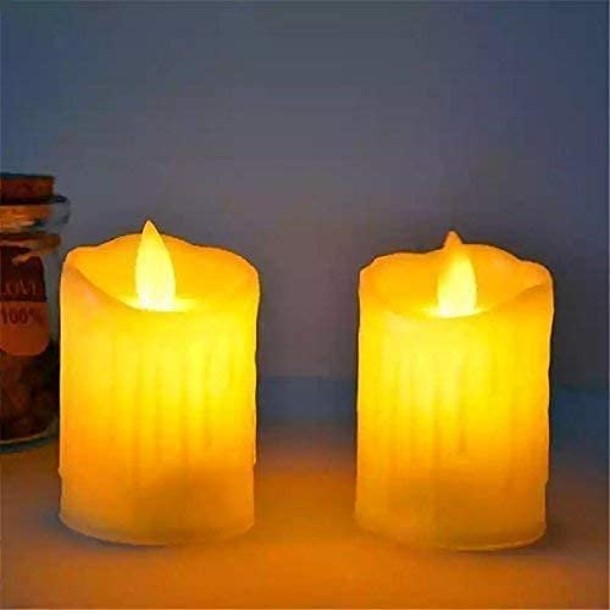 HK Creations 2 Pcs Battery Operated Acrylic Flameless Decorative Melting Led Tea Light Candle