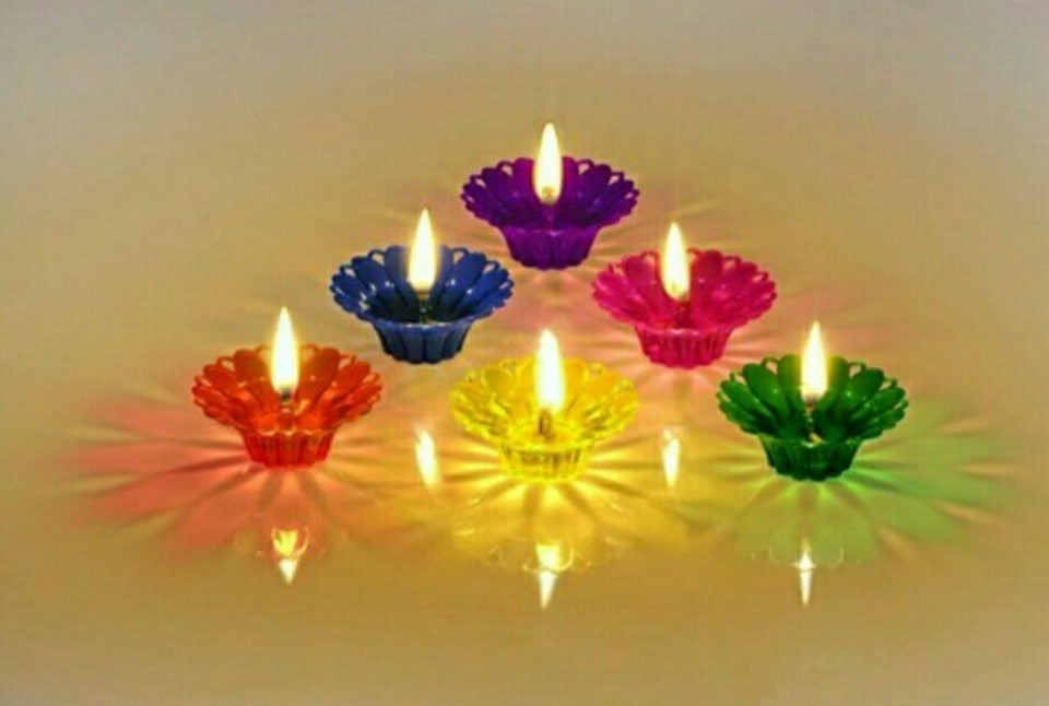 Water Sensor Samriddhi Smart 3D Shadow Reflection Flower Shape, Reusable Diya Battery and Bud Operated for Home Décor and Festivals Decoration (Set of 6)