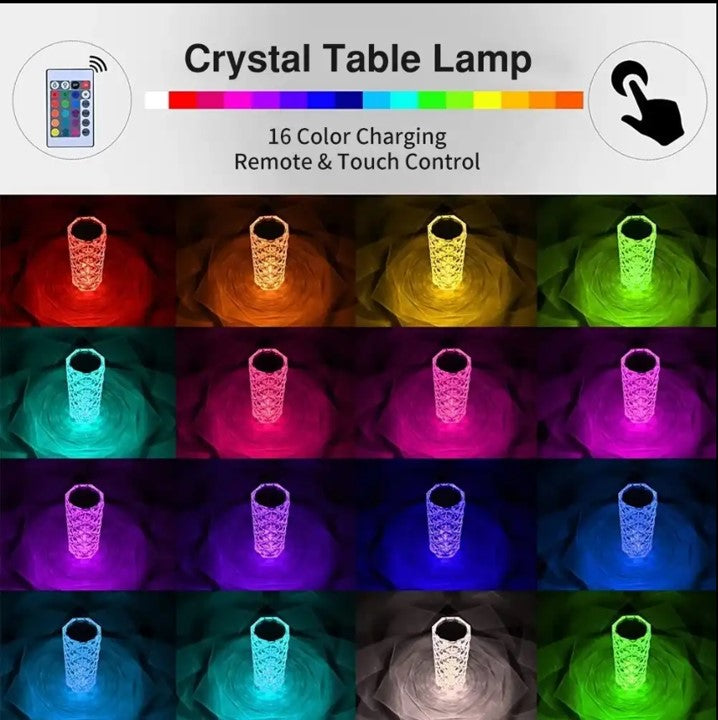 Indoor Luxury Rose Bloom Recharge USB Multi Color RGB Decoration Crystal Decor Led Room Night Light