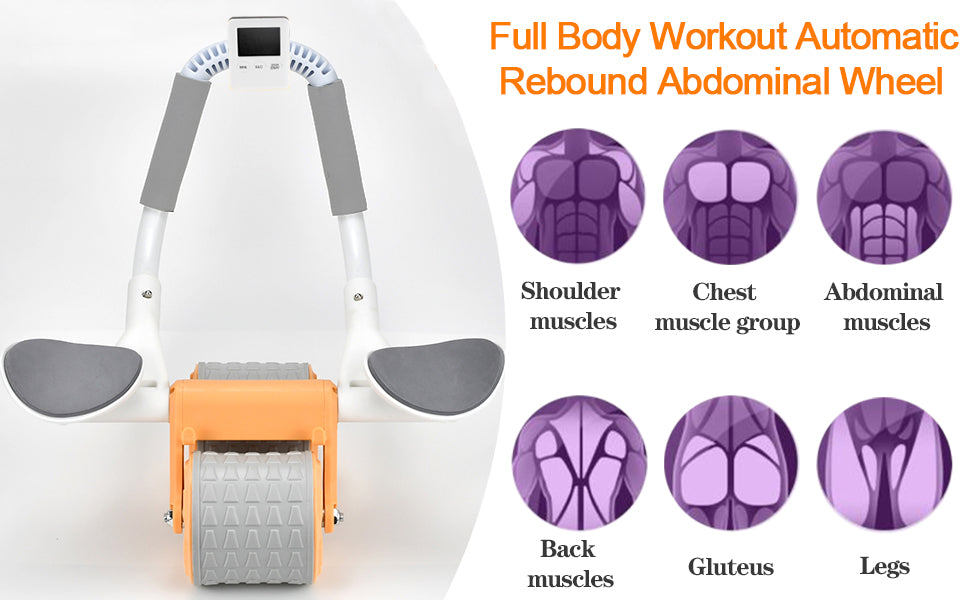 Unisex Abs Roller with Automatic Rebound, Elbow Support, and Timer (Ver-2.0)
