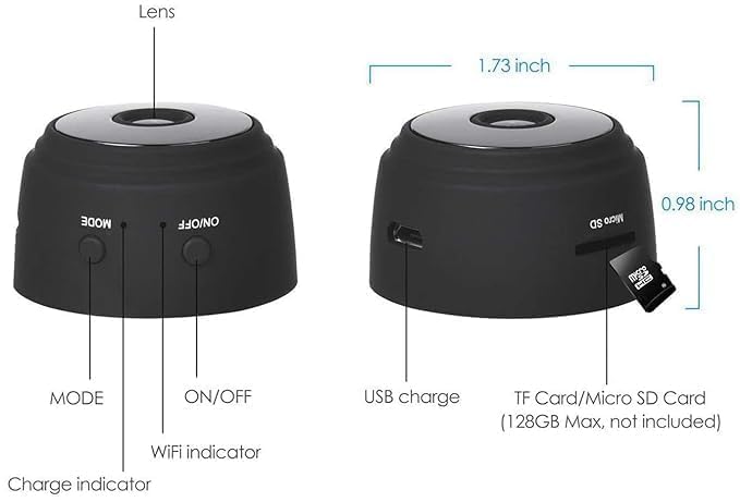 Mini WiFi 2MP IP Wireless Hidden Spy Camera Small Size Cloud Based Storage Night Vision Motion Detection